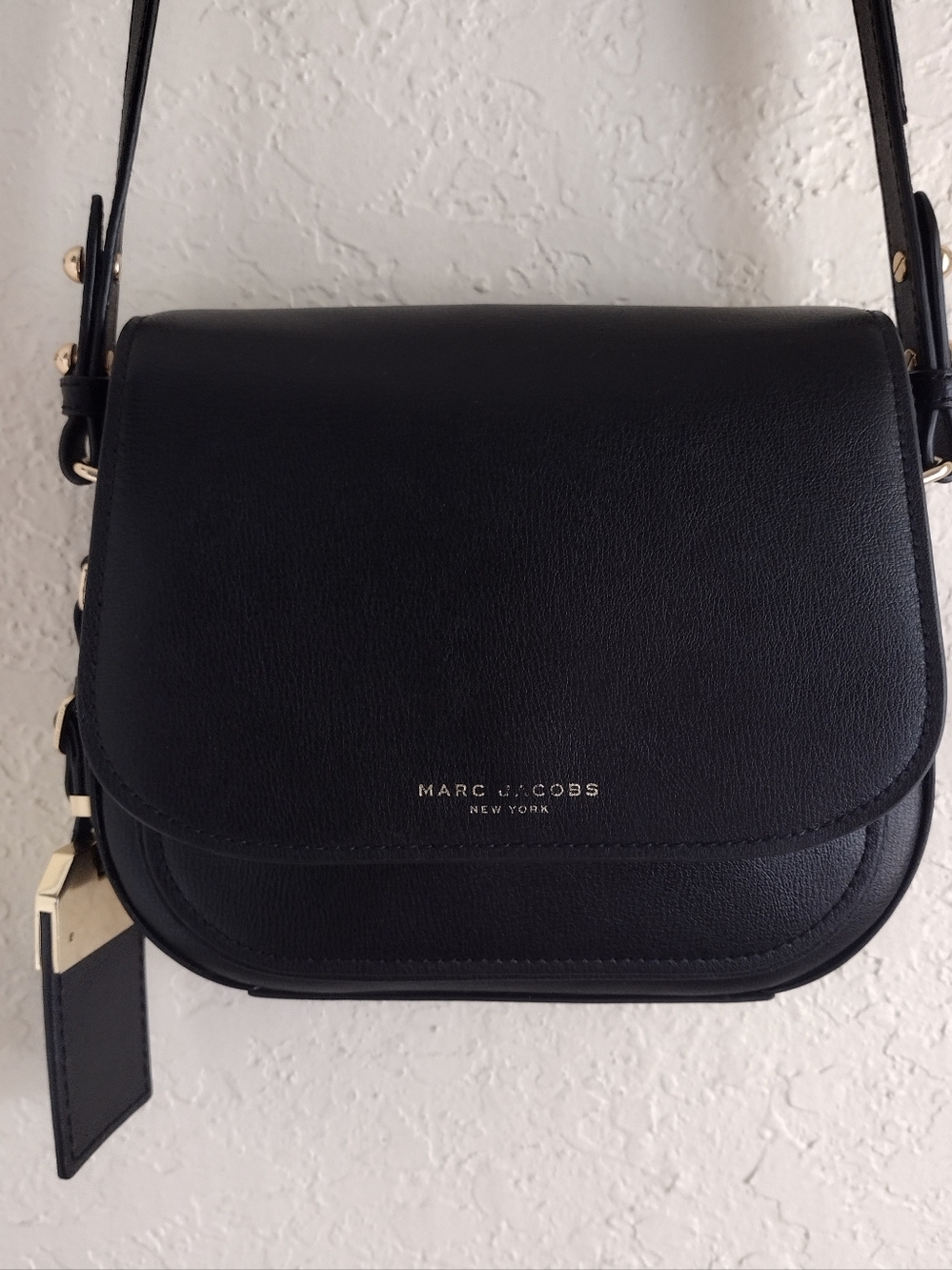 Marc Jacobs Mini Rider Black Leather Crossbody Bag With Gold Hardware - Picture 2 of 16